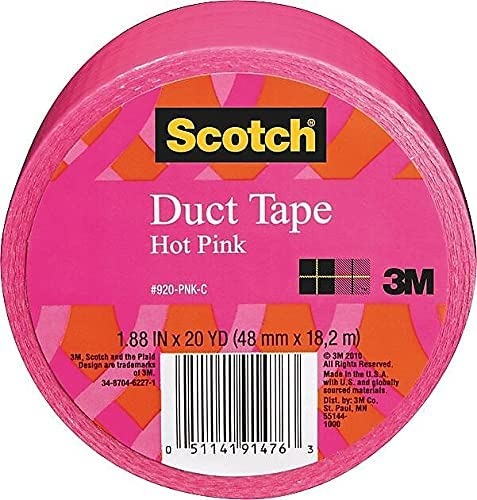 3M Scotch Duct Tape, 1.88 in x 20 yd (48 mm x 18,2 m), Pink #920-PNK-C