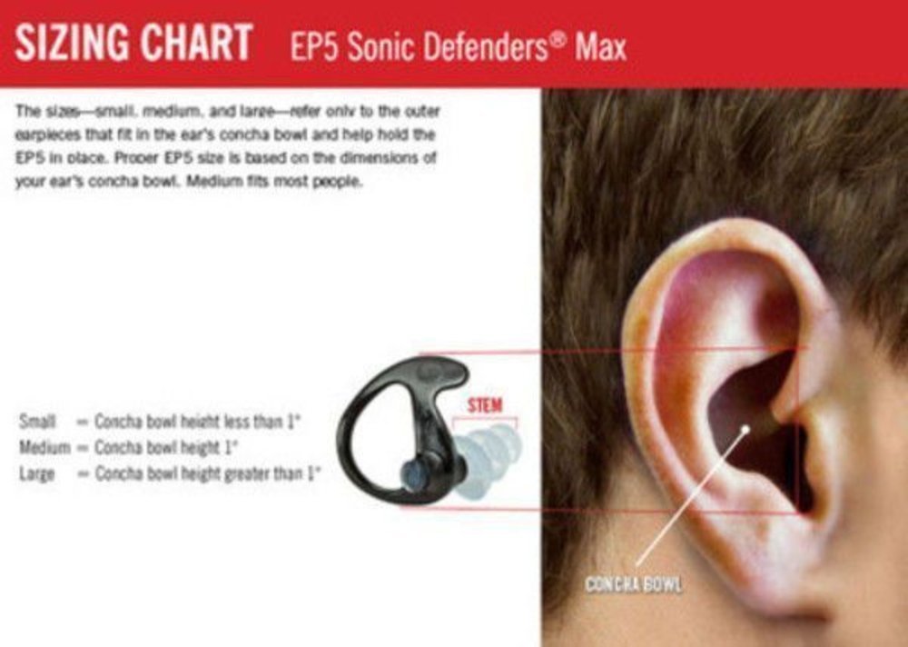 SureFire EarPro Sonic Defenders Max, Black, Large, Bag #EP5-BK-LPR-BG