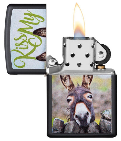 Zippo Kiss My Donkey Design, Black Matte Finish Lighter #29868