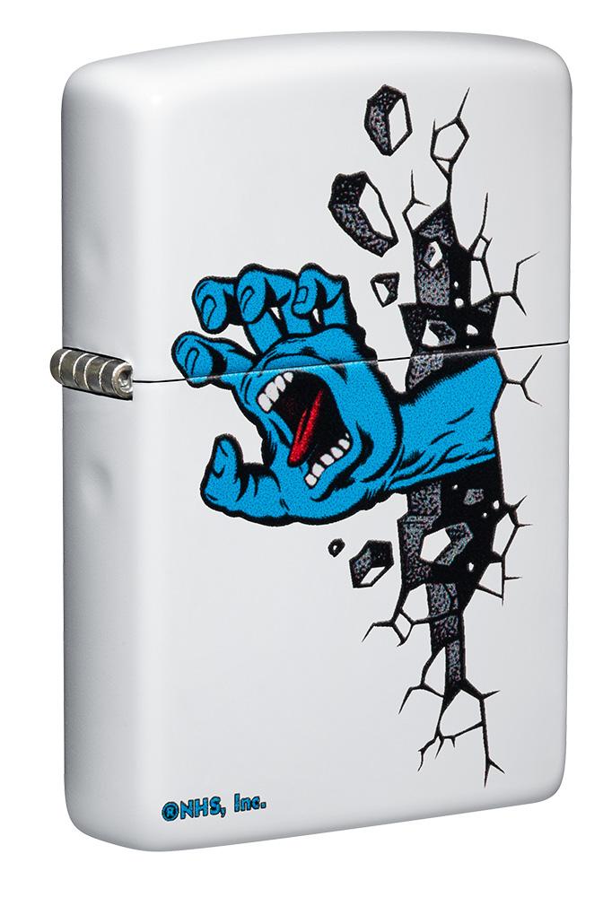 Zippo Santa Cruz Skateboards Screaming Hand, White Matte Finish Lighter #49614