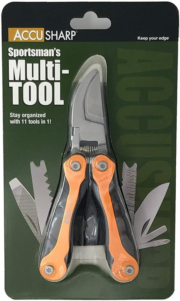AccuSharp Sportsman's Outdoor Multi Tool, 11 Tools in 1, Orange #085C
