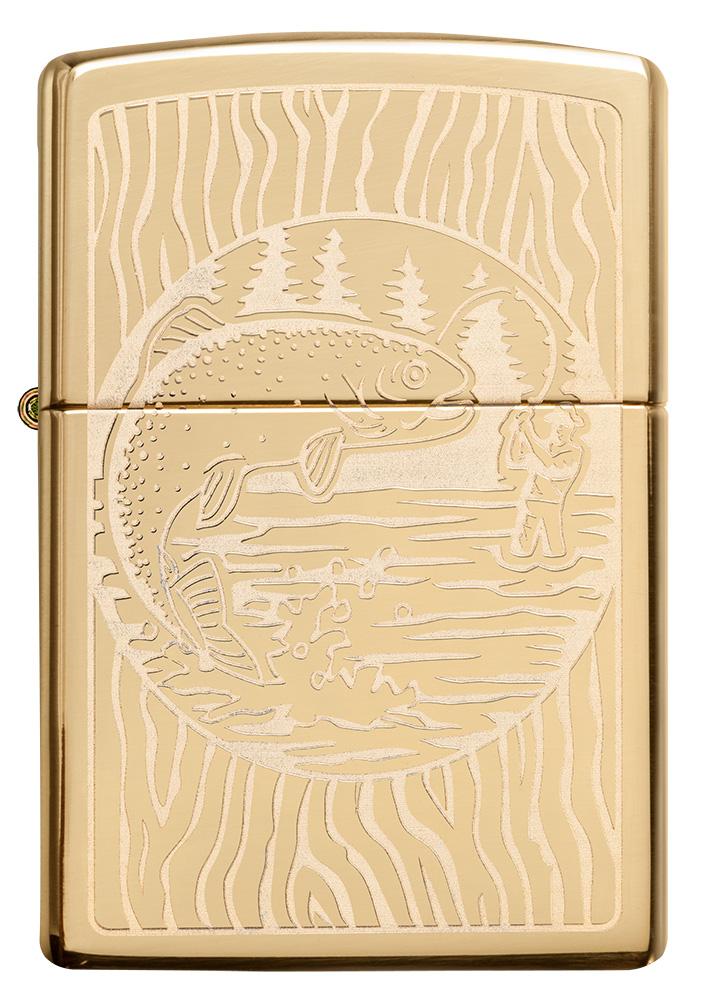 Zippo Fisherman Design, High Polish Brass Finish Lighter #49610 – Benhalex