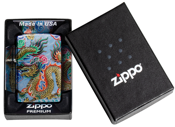Zippo Asian Dragon 540 Tumbled Chrome Fusion Design Lighter #48575