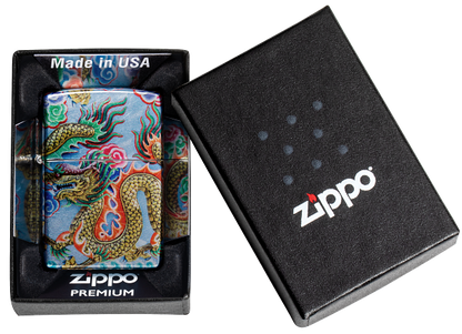 Zippo Asian Dragon 540 Tumbled Chrome Fusion Design Lighter #48575