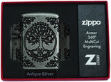 Zippo Armor Tree Of Life Lighter, Antique Silver Finish #29670