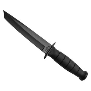 KA-BAR Short Knife, Tanto Straight Edge Blade, Black Handle, Hard Sheath #5054