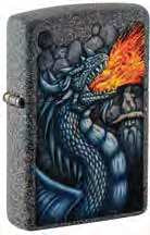 Zippo Fire Breathing Dragon Design, Iron Stone Finish Windproof Lighter #49776