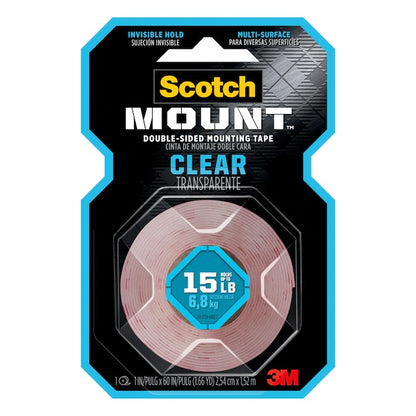 3M Scotch-Mount Clear Double Sided Mounting Tape, 1 x 60 inch #410H