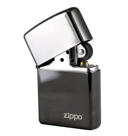 Zippo Ebony w/Logo Lighter, Black High Polish #24756ZL