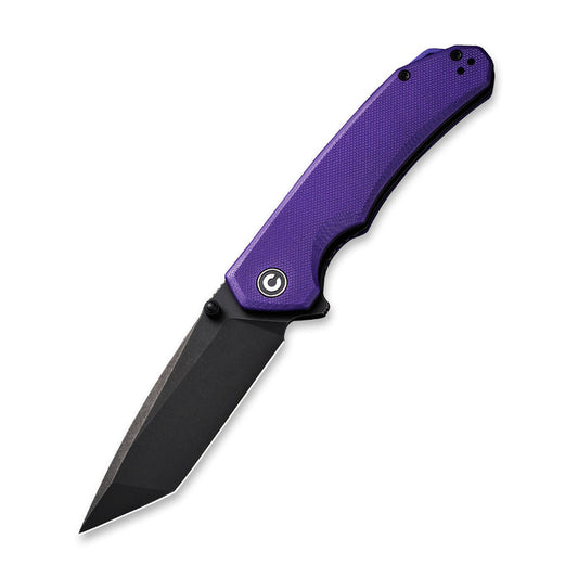 CIVIVI Brazen Knife, Purple G10 Handle, Black Stonewashed Tanto Blade #C2023D