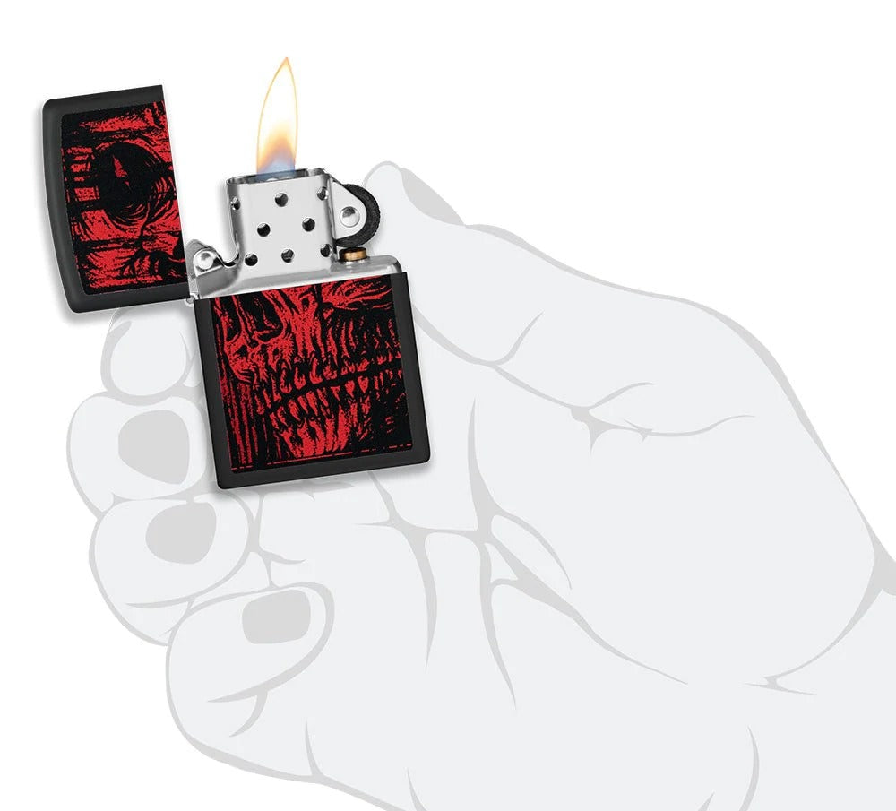 Zippo Horror Zombie Skull Design, Black Matte Finish Lighter #49775