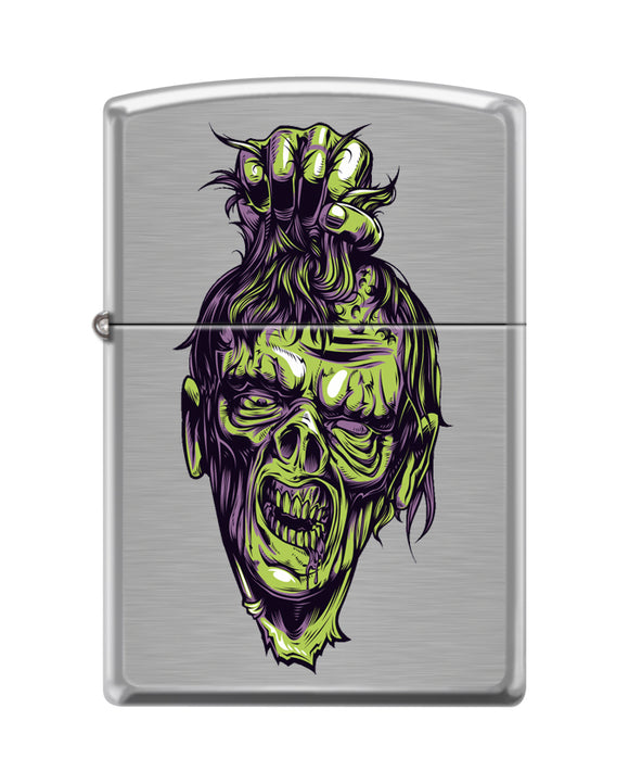 Zippo Zombie Head, Brushed Chrome Finish, Windproof Lighter #200-082833