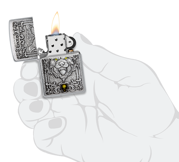 Zippo Wolf Emblem Design, Brushed Chrome Lighter #48690