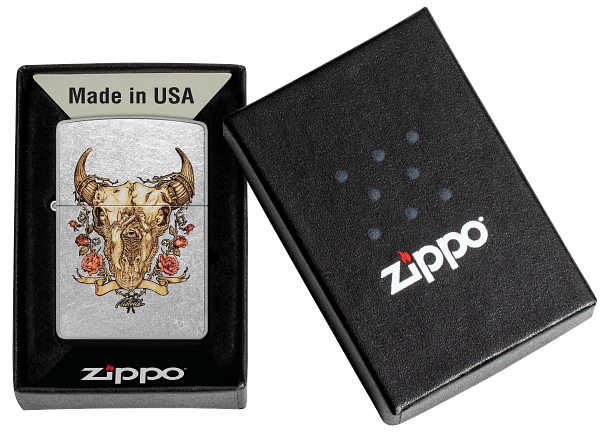 Zippo Rick Rietveld Desert Skull, Street Chrome Lighter #48559