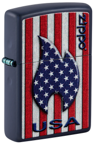 Zippo USA Flag Stars and Stripes Design, Navy Matte Lighter #48560
