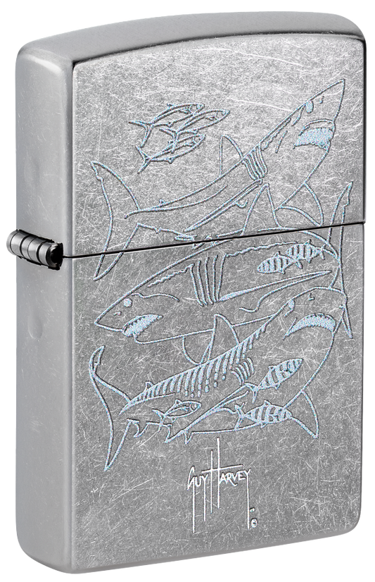 Zippo Guy Harvey Shark Design, Street Chrome Lighter #48595