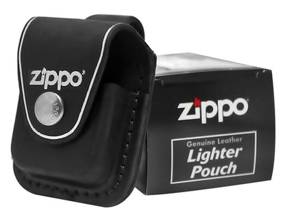 Zippo Clip-On Black Leather Pouch, For Zippo Lighters, Metal Belt Clip #LPCBK