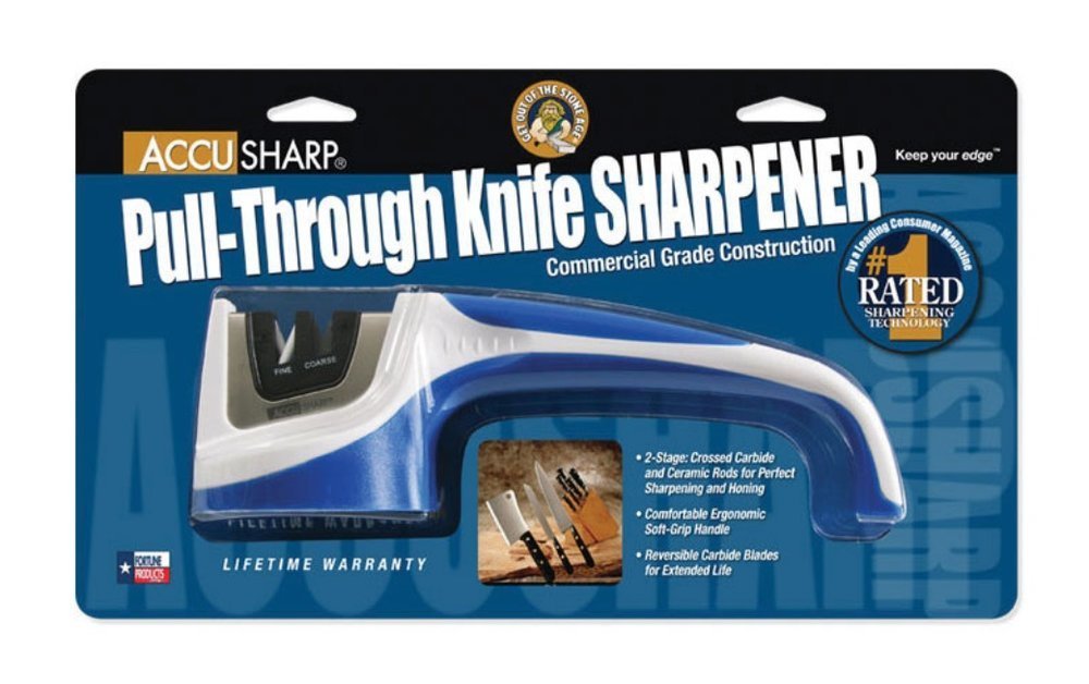 AccuSharp Pull-Through Knife Sharpener, Fine & Coarse, White/Blue #036C
