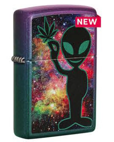 Zippo Alien Cannabis Design, Iridescent Finish, Windproof Lighter #49441