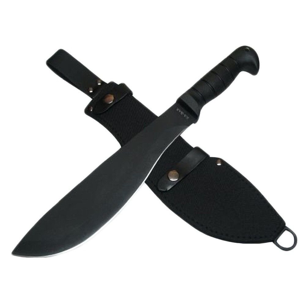 KA-BAR Black Cutlass Machete + Leather Cordura Sheath, 1085 Carbon Steel #1248