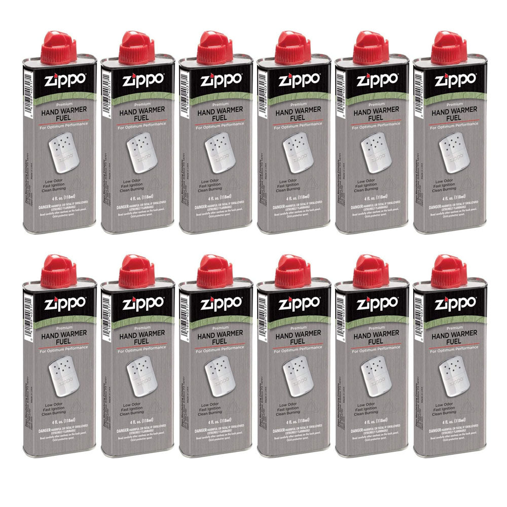 Zippo Refillable Hand Warmer Fuel, 4 fl. oz. 118 ml Cans, Box of 12 #3341OD