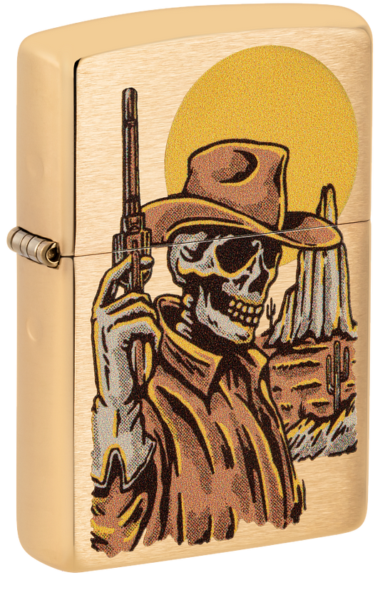 Zippo Wild West Skeleton Cowboy Design, Brushed Brass Lighter #48519