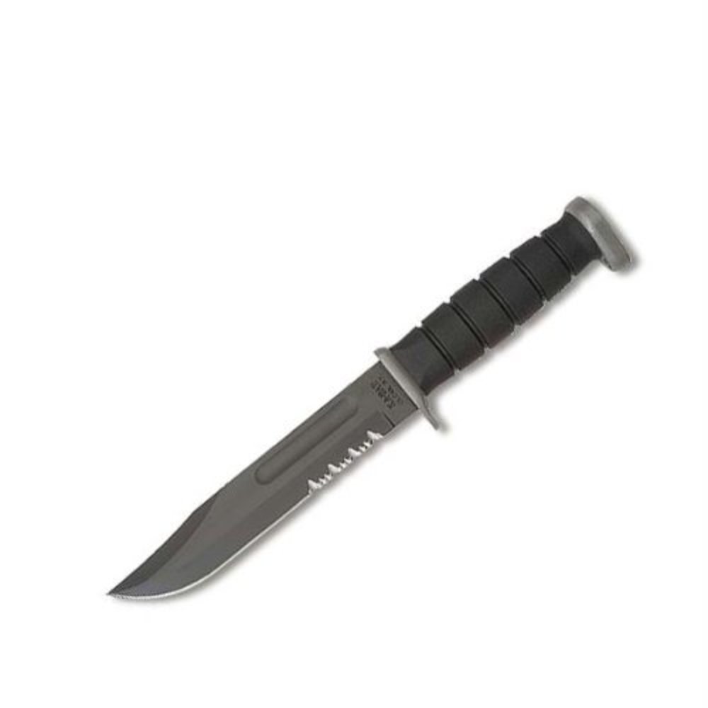 KA-BAR D2 Fighting/Utility Knife, Black Cordura Sheath, Serr Edge #1281