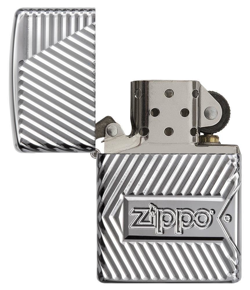 Zippo Bolts Design, 360º MultiCut Engraving, High Polish Chrome Lighter #29672