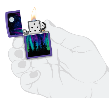 Zippo Aurora Borealis Design, Purple Matte Lighter #48565