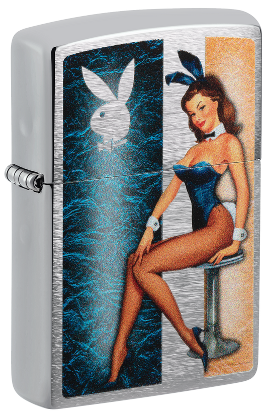 Zippo Playboy Girl Retro Bunny Ears, Brushed Chrome Lighter #48374