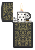 Zippo Slim Medusa Skull Design, Black Matte Laser Engraved Lighter #48564