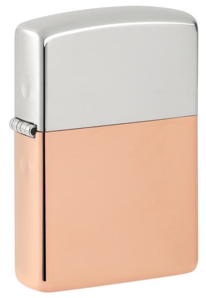 Zippo Bimetal Case, Solid Copper and Sterling Silver Lid Lighter #48694