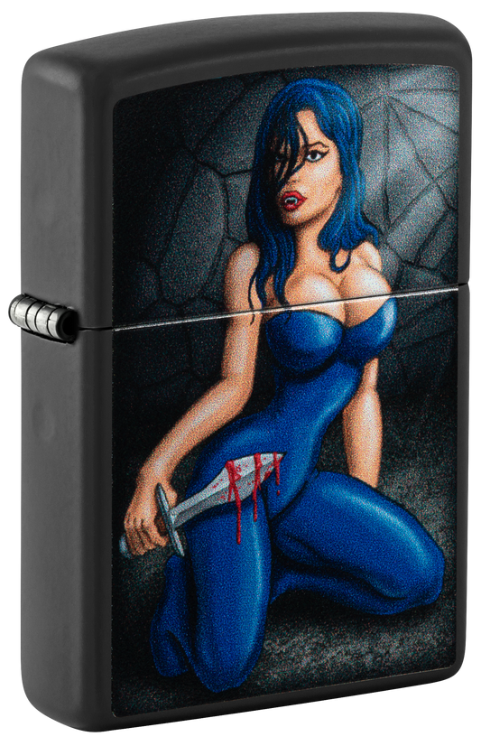 Zippo Horror Girl, Black Matte Finish Lighter #48388