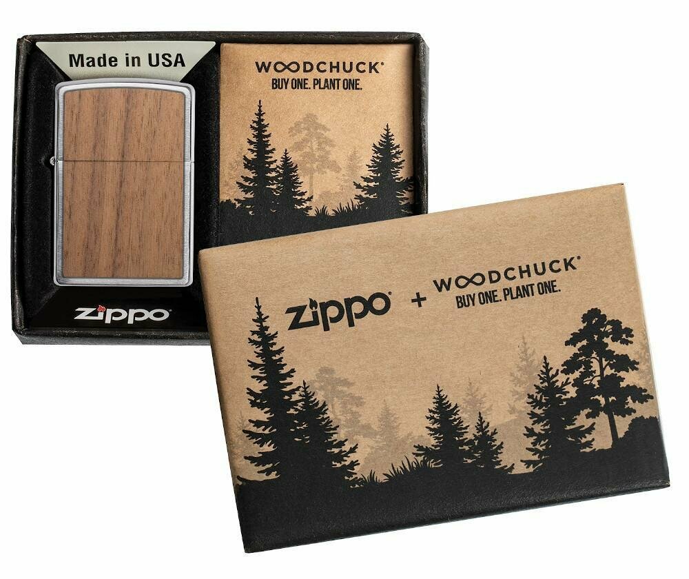 Zippo WOODCHUCK USA Walnut, 100% Real Wood Genuine Windproof Lighter #49039