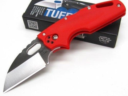 Cold Steel TUFF LITE, Red, Plain Edge Folding Pocket Knife + Belt Clip #20LTR