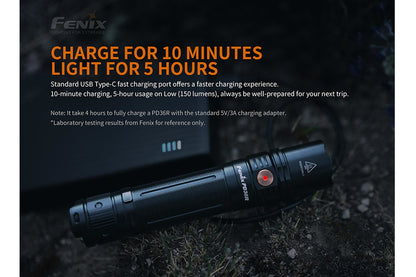 Fenix PD36R Rechargeable Tactical Flashlight, 1600 Lumens + Accessories #PD36R