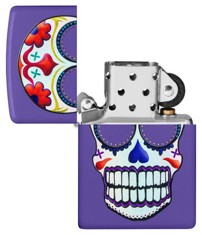 Zippo Sugar Skull Design, Purple Matter Finish Windproof Lighter #49859