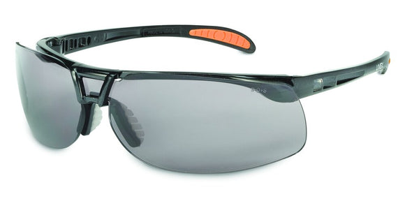 Uvex Protege Safety Glasses, Black Frame Anti-fog Gray Lens, Made in USA #S4205X
