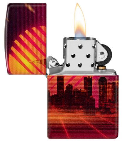 Zippo Cyberpunk City Skyline 540 Color Design, Matte Finish Lighter #48505