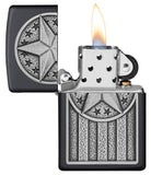 Zippo American Star Emblem, Black Matte Windproof Lighter #49639