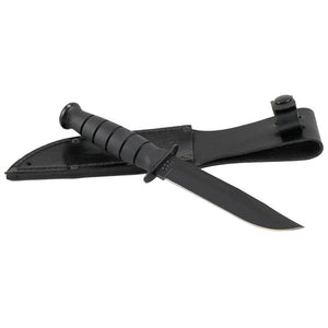 KA-BAR Short KA-BAR + Black Leather Sheath Straight Edge Knife Clam Pack #1256CP
