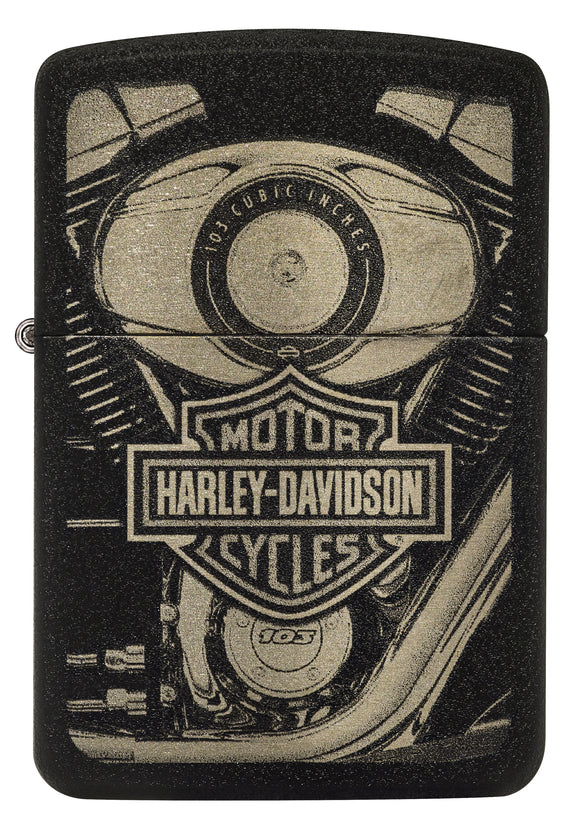Zippo Harley Davidson, Black Crackle Finish, Windproof Lighter #49468