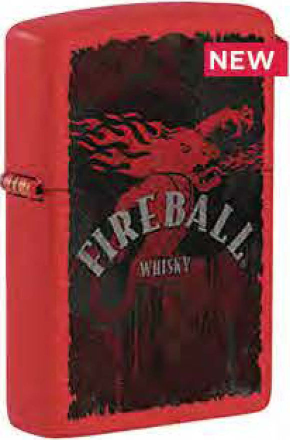 Zippo Fireball Whiskey, Red Matte Windproof Lighter #49541
