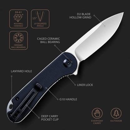 CIVIVI Elementum Knife, Black G10 Handle #C907A