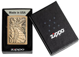 Zippo Dragon Emblem Design, Brushed Brass Finish Lighter #49297