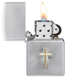 Zippo Sprirtual Cross Design, Satin Chrome Lighter #48581