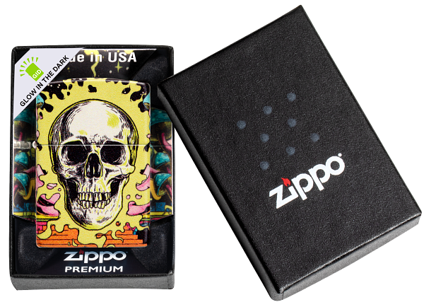 Zippo Glow in the Dark Green Skull 540 Color Design #48640