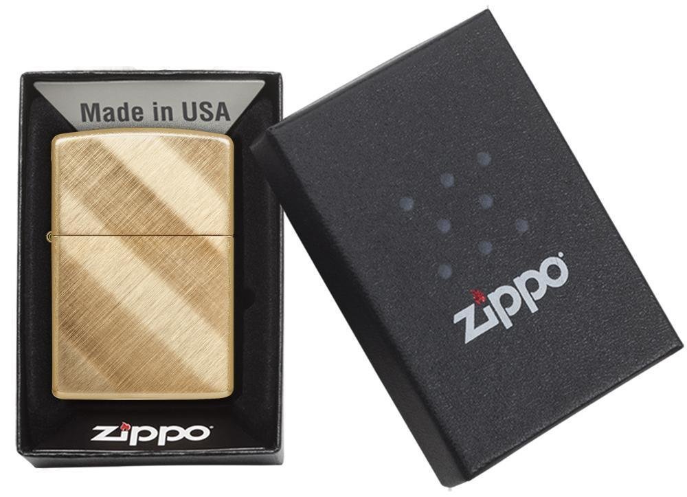 Zippo Diagonal Weave Brass, Gold-Flashed Insert, Windproof Lighter #29675