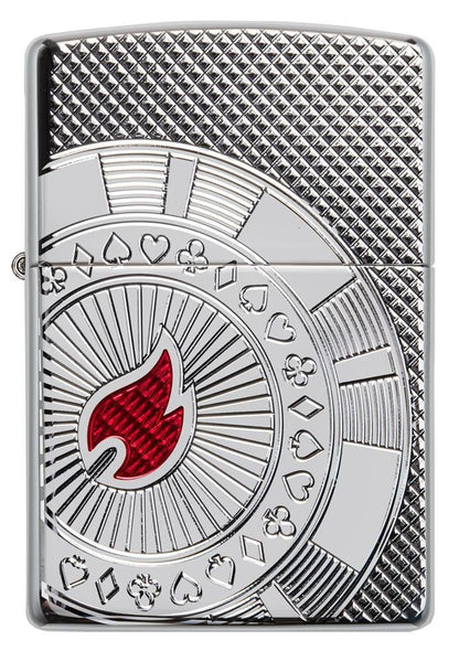Zippo Poker Chip Design, High Polish Chrome Finish Armor Lighter #49058