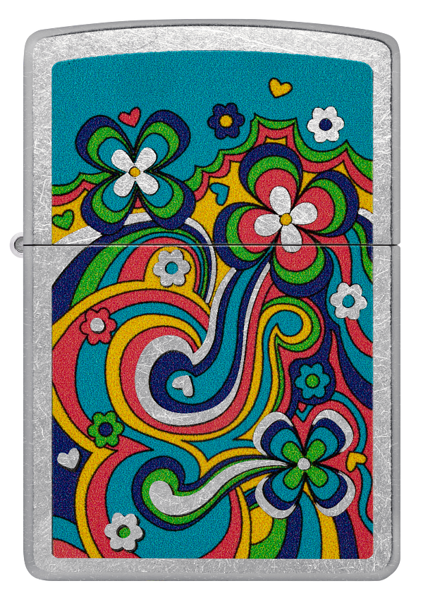 Zippo Hippie Scribbles Design, Street Chrome Lighter #48579